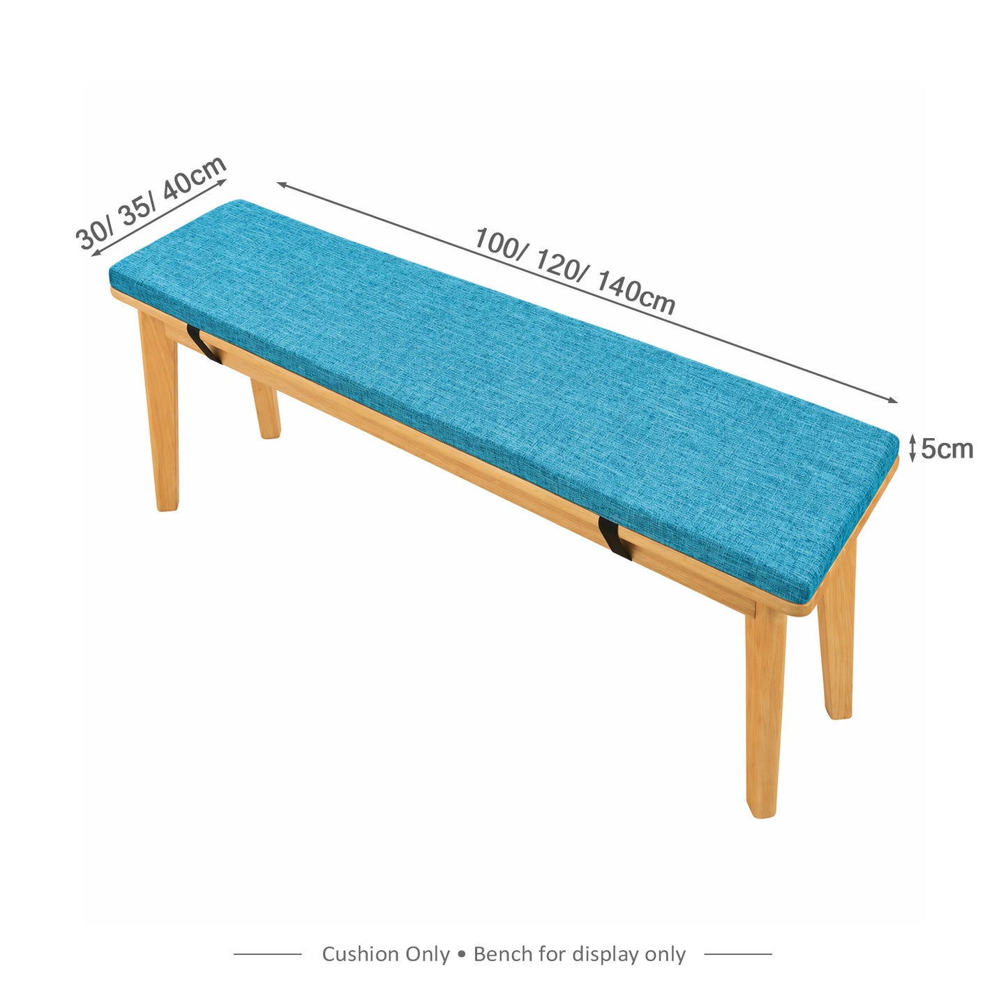 Bench Cushion (Non-Slip with Buckle Strap) – Blue