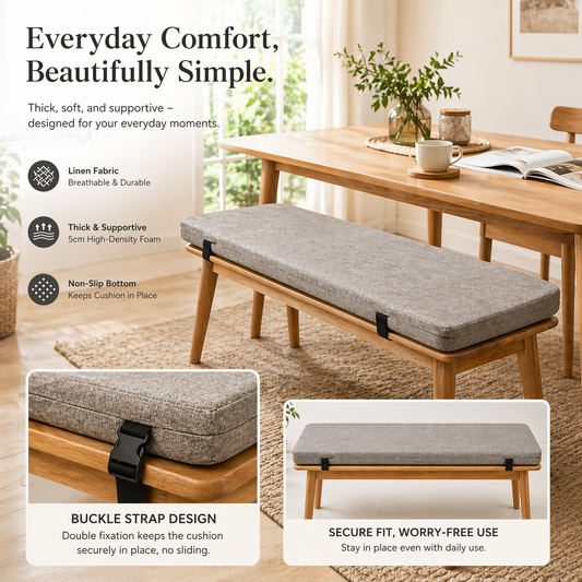 Bench Cushion (Non-Slip with Buckle Strap) – Blue