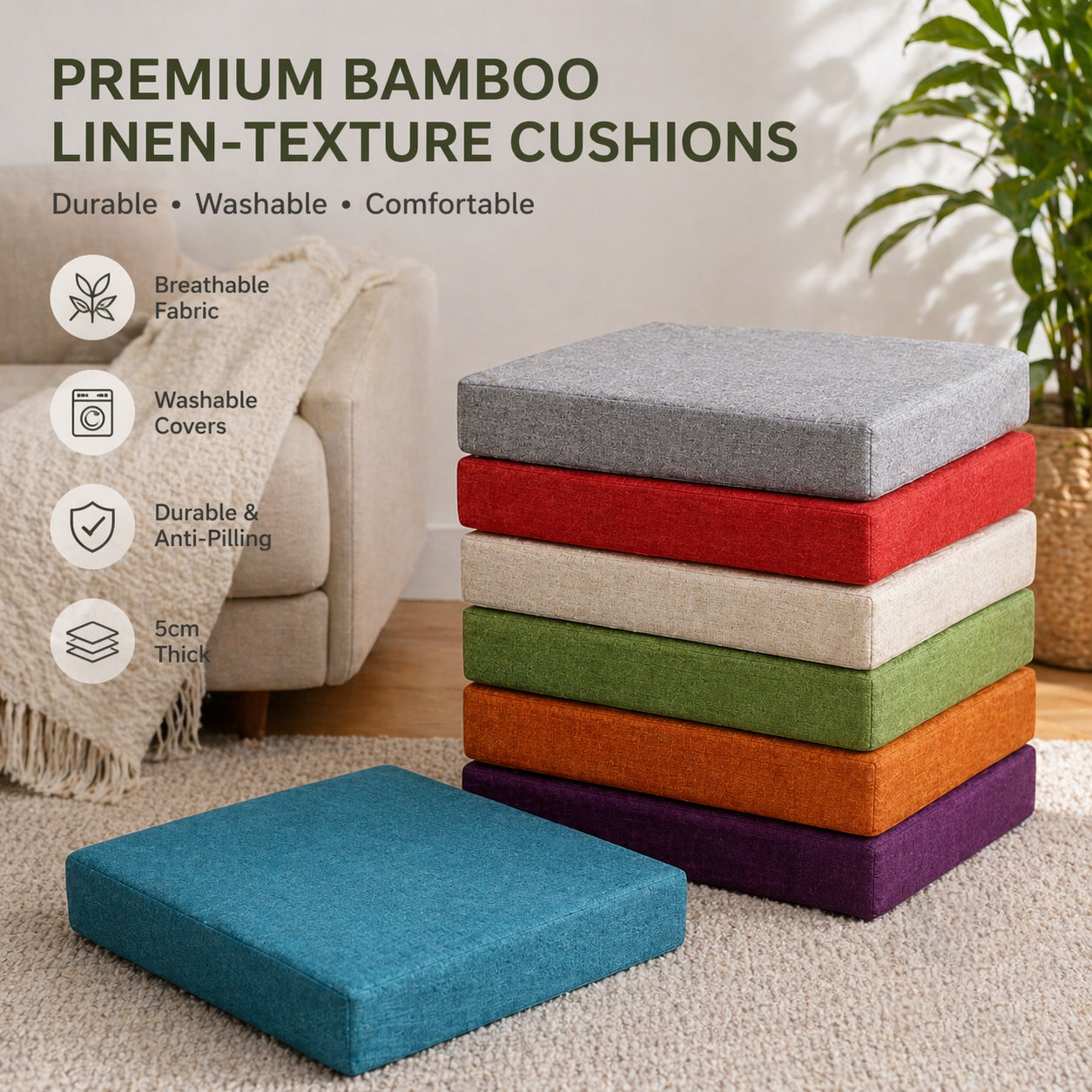 Chair Cushion – Blue (40×40×5cm)